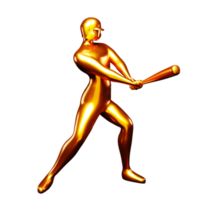 3d bronze base-ball joueur agrafe art frappe avec une base-ball chauve souris. vu de le côté. png