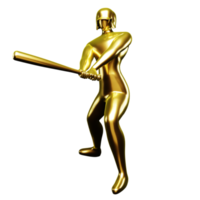 3d dorado béisbol jugador acortar Arte golpear con un béisbol murciélago. visto desde el frente. png