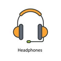 Headphones  Vector Fill outline Icons. Simple stock illustration stock