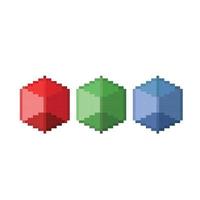 cube collection set with different color in pixel art style vector