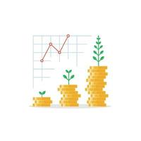 Financial concept with plant growing on stack of coin design for business. Vector illustration