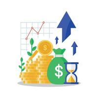 Mutual fund, Income increase, financial strategy performance, interest rate, high return on investment, budget balance, revenue growth, credit money, flat icon, Vector illustration