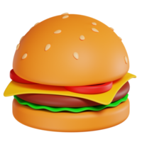 3D burger cheese rendering icon with smooth surface for app or website png