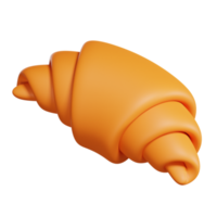 3D croissant bread rendering icon with smooth surface for app or website png