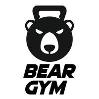 Modern vector flat design simple minimalist logo template of grizzly bear gym fitness head mascot character vector collection for brand, emblem, label, badge. Isolated on white background.