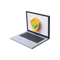 3d bescherming van persoonlijk gegevens. 3d laptop met een beschermend scherm png