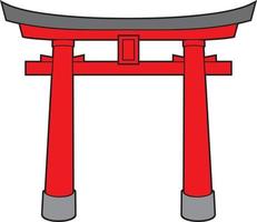 Japanese Torii Gate Color. Vector Illustration.