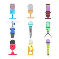 microphone music set cartoon vector illustration