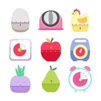 kitchen timer set cartoon vector illustration