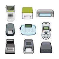 label printer set cartoon vector illustration