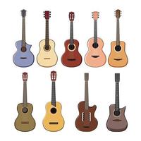 acoustic guitar set cartoon vector illustration