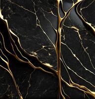 Abstract black golden grunge marble texture background. photo