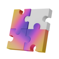 3D jigsaw puzzle pieces isolated on transparent background. Problem-solving, business connecting, cooperation, partnership concept. png