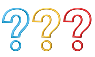 Set of Question Mark icon 3D render, png file format.