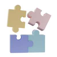 3D jigsaw puzzle pieces isolated on transparent background. Problem-solving, business connecting, cooperation, partnership concept. png