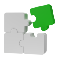 3D jigsaw puzzle pieces isolated on transparent background. Problem-solving, business connecting, cooperation, partnership concept. png