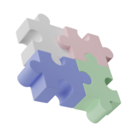 3D jigsaw puzzle pieces isolated on transparent background. Problem-solving, business connecting, cooperation, partnership concept. png