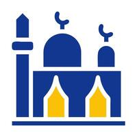 mosque icon solid blue yellow colour ramadan symbol perfect. vector