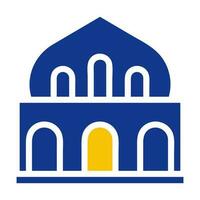 mosque icon solid blue yellow colour ramadan symbol perfect. vector