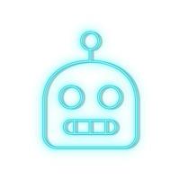 Retro style blue neon vector icon robot, scanning, smart, security blue neon icon.