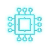 Retro style blue neon vector icon computer, down, shut, smart, brain, man blue neon icon.