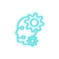 Retro style blue neon vector icon mechanism, robot, man blue neon icon.