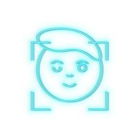 Retro style blue neon vector icon VR, hat, man blue neon icon.