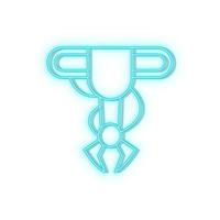 Retro style blue neon vector icon robot, car blue neon icon.