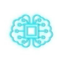 Retro style blue neon vector icon brain, intelligence blue neon icon.