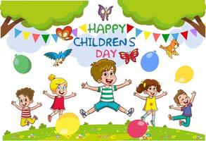 Template For Happy Children's Day cartoon vector