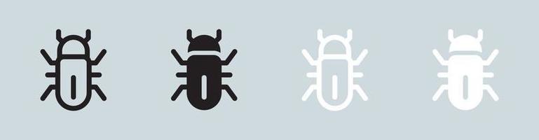 Bug icon set in black and white. Virus signs vector illustration.