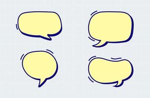 burbuja de chat con estilo de diseño dibujado a mano. signo de cuadros de chat en blanco mínimo. vector