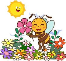 Cartoon Illustration Of Cute Bees vector