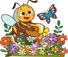 Cartoon Illustration Of Cute Bees vector