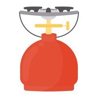 Tourist's gas stove. Taganok. The burner. Camping kit. Vector illustration in a flat style. Highlighted on a white background.