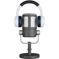 3d ícone ilustração microfone podcast com fone de ouvido png