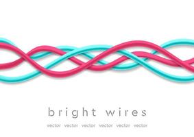 Isolated bright tech wires on white background vector