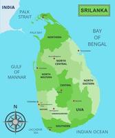 Map of Sri Lanka with Region Names vector
