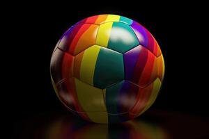 generativo ai ilustración de un arco iris de colores fútbol pelota foto