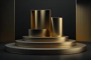 realista 3d lujo y dorado podio para producto mostrar. ai generado foto