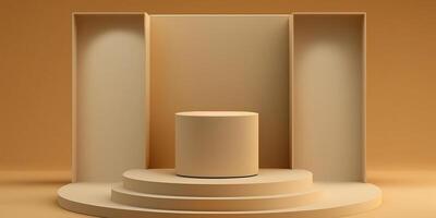 realista 3d beige tema podio para producto mostrar. ai generado foto