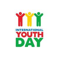internacional juventud día celebracion, simpático equipo, cooperación, amistad, vector diseño