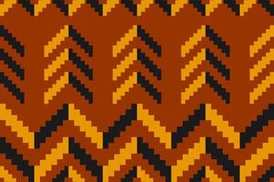 Geometric ethnic seamless pattern traditional. American, Mexican style. Orange fabric ethnic pattern art. vector