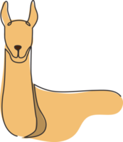 un dessin au trait continu d'un lama élégant et mignon pour l'identité du logo de l'entreprise. concept d'icône d'entreprise de forme animale de mammifère. illustration de conception de vecteur de dessin graphique à une seule ligne moderne png