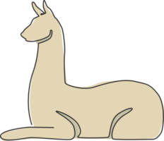 One single line drawing of cute llama for company logo identity. Business corporation icon concept from animals typical of South America. Continuous line draw graphic design vector illustration png