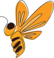 dibujo de línea continua única de abeja decorativa para la identidad del logotipo de la granja. concepto de icono de productor de panal de forma animal. Ilustración gráfica de diseño de dibujo vectorial de una línea png