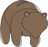 dessin au trait continu unique d'un ours élégant et mignon pour l'identité du logo de la société. concept d'icône d'entreprise de la forme d'un animal sauvage. illustration graphique de conception de vecteur de tirage d'une ligne à la mode png