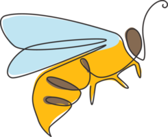 un dibujo de línea continua de abeja elegante para la identidad del logotipo de la empresa. Concepto de icono de granja de miel orgánica de forma animal de avispa insecto. Ilustración de vector de diseño gráfico de dibujo de una sola línea png