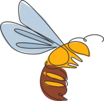 un dibujo de una sola línea de abeja linda para la identidad del logotipo de la empresa. concepto de icono de granja de abejas de forma animal avispa. Ilustración de vector de diseño gráfico de dibujo de línea continua moderna png