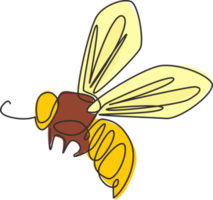 un dibujo de una sola línea de abeja linda para la identidad del logotipo de la empresa. concepto de icono de granja de abejas de forma animal avispa. Ilustración gráfica de vector de diseño de dibujo de línea continua de moda png